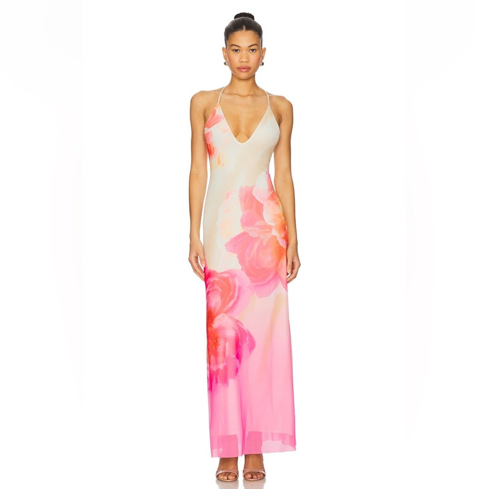 AFRM Cream Bodycon Dress with Plunge Neckline